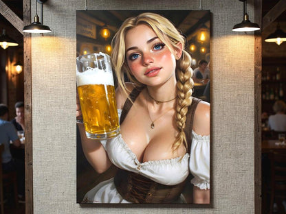 Oktoberfest Girl Print | 16K HD Bavarian Barmaid Poster