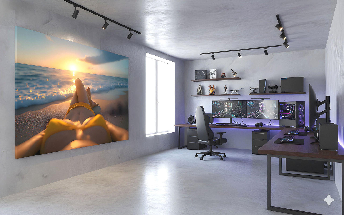 16K HD Yellow Bikini Retro Poster perfect for a Vibrant Ocean Inspired Gallery Wall or Den