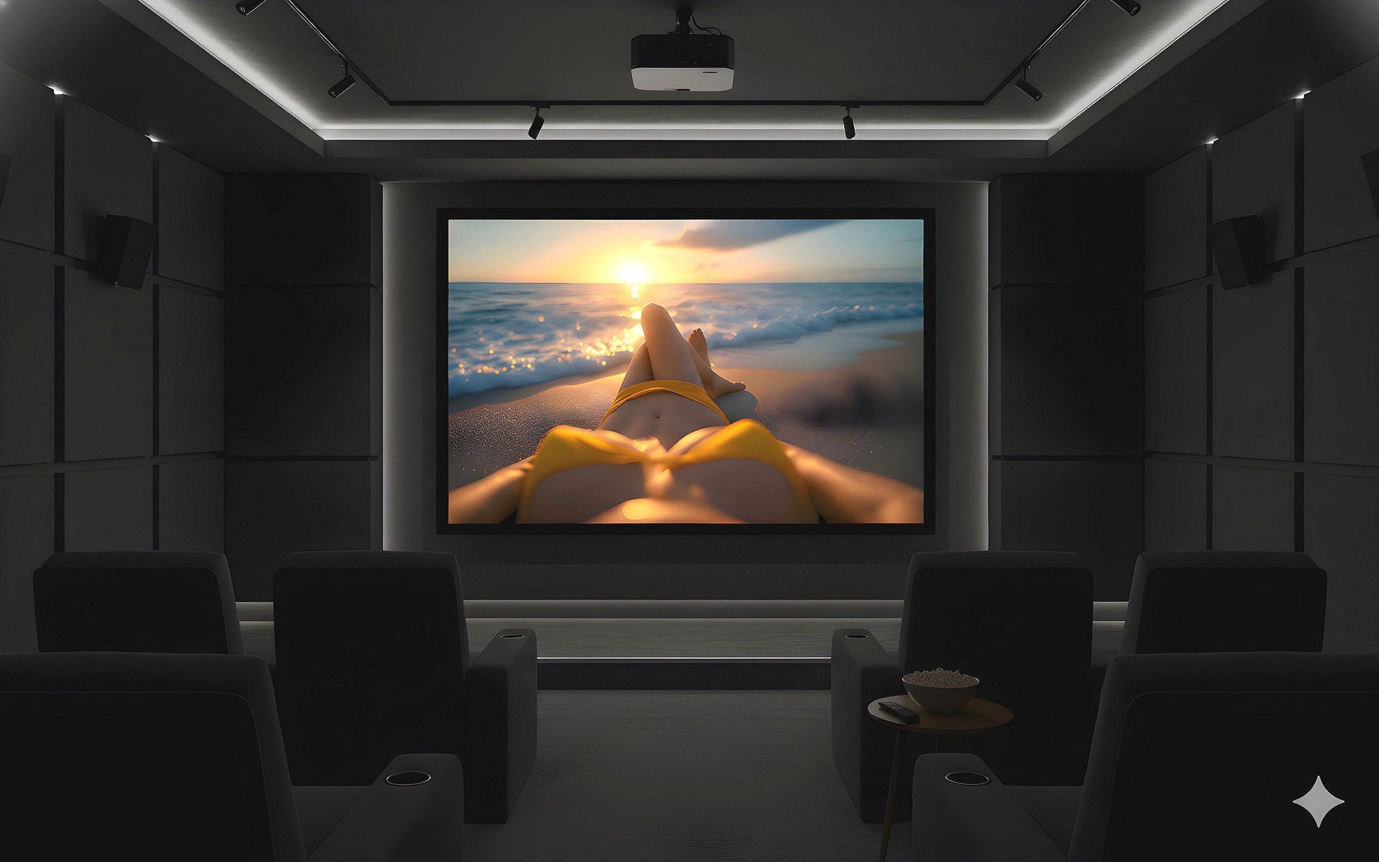 16K HD Yellow Bikini Retro Poster perfect for a Vibrant Ocean Inspired Gallery Wall or Den