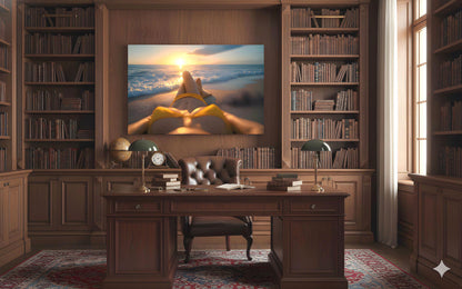 16K HD Yellow Bikini Retro Poster perfect for a Vibrant Ocean Inspired Gallery Wall or Den