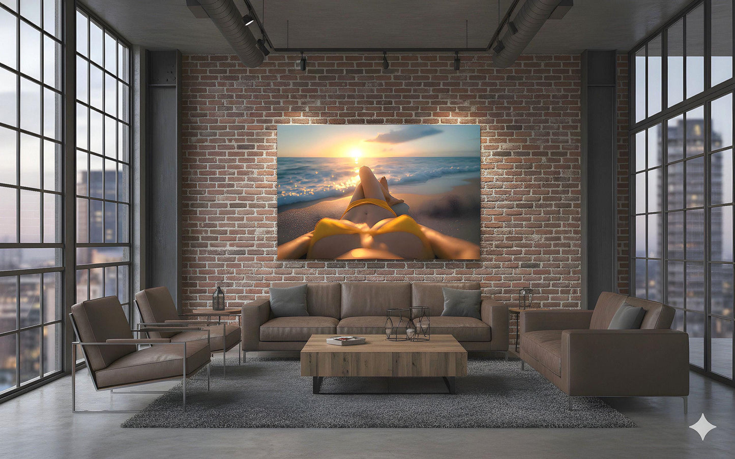 16K HD Yellow Bikini Retro Poster perfect for a Vibrant Ocean Inspired Gallery Wall or Den