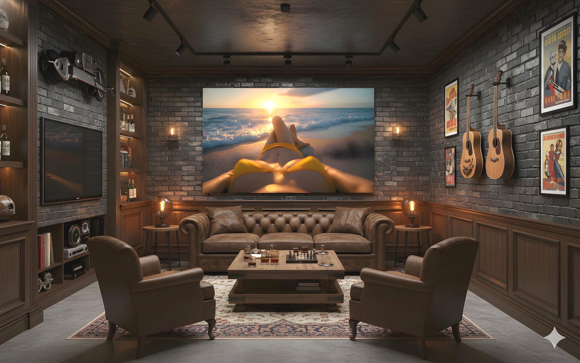 16K HD Yellow Bikini Retro Poster perfect for a Vibrant Ocean Inspired Gallery Wall or Den