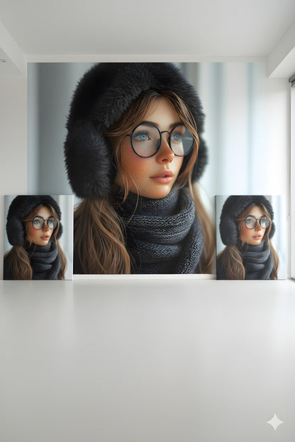 Fashionable Winter Pinup | Cold Weather Style | 16K Ultra HD Poster Print | Rustic Cottage Gift | Cozy Charm | Free US Shipping!