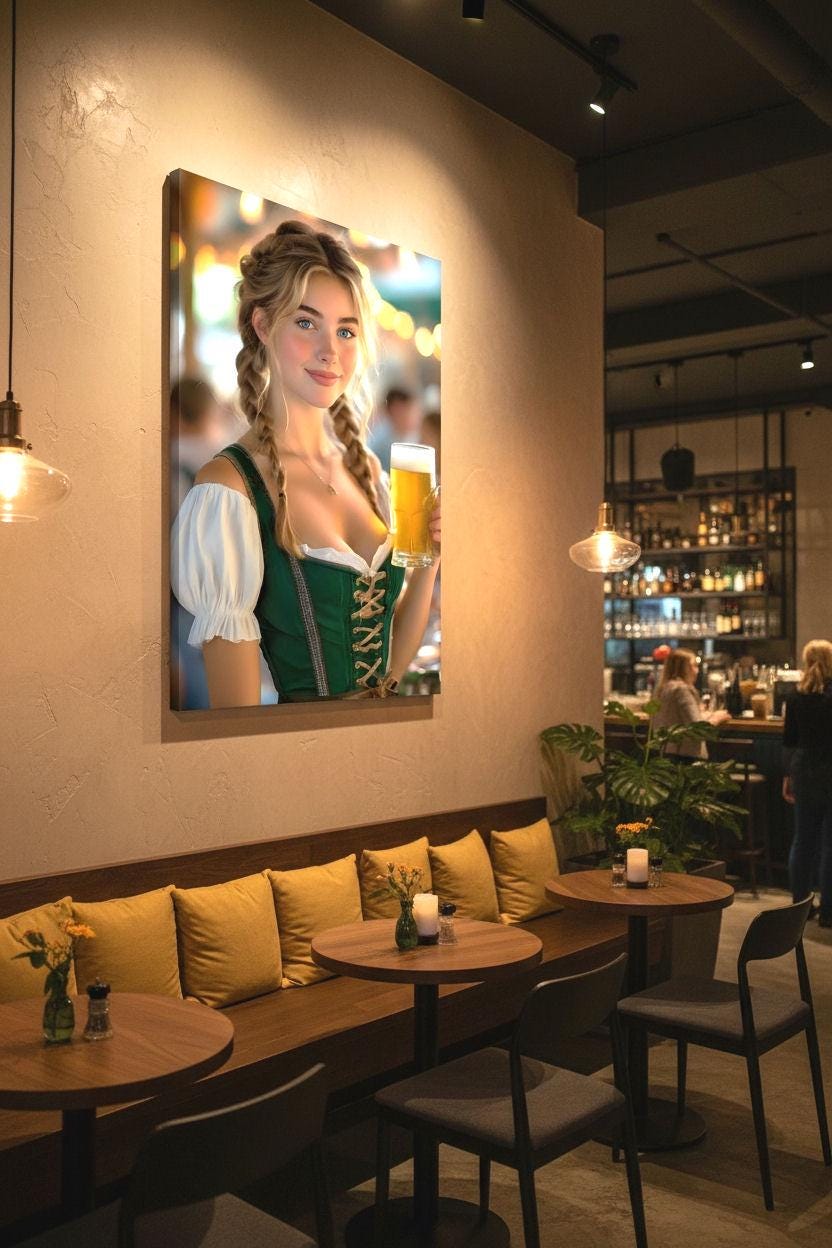 Husband Birthday | 16K HD Dirndl Pin Up Poster Print | Cozy Kitchen Decor | German Bar Decor | FREE SHIPPING!