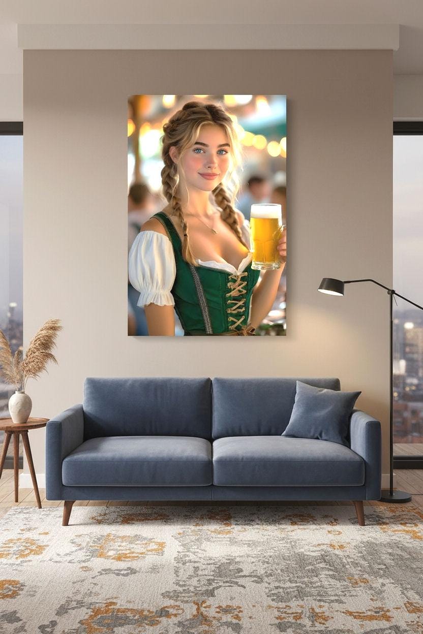 Husband Birthday | 16K HD Dirndl Pin Up Poster Print | Cozy Kitchen Decor | German Bar Decor | FREE SHIPPING!