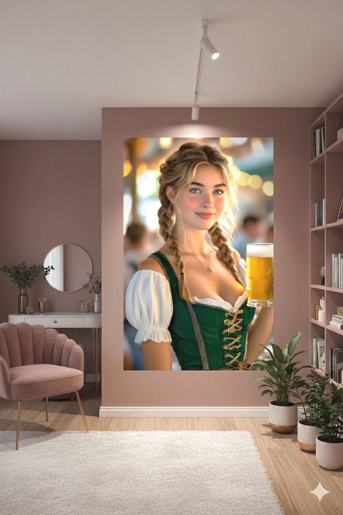 Husband Birthday | 16K HD Dirndl Pin Up Poster Print | Cozy Kitchen Decor | German Bar Decor | FREE SHIPPING!