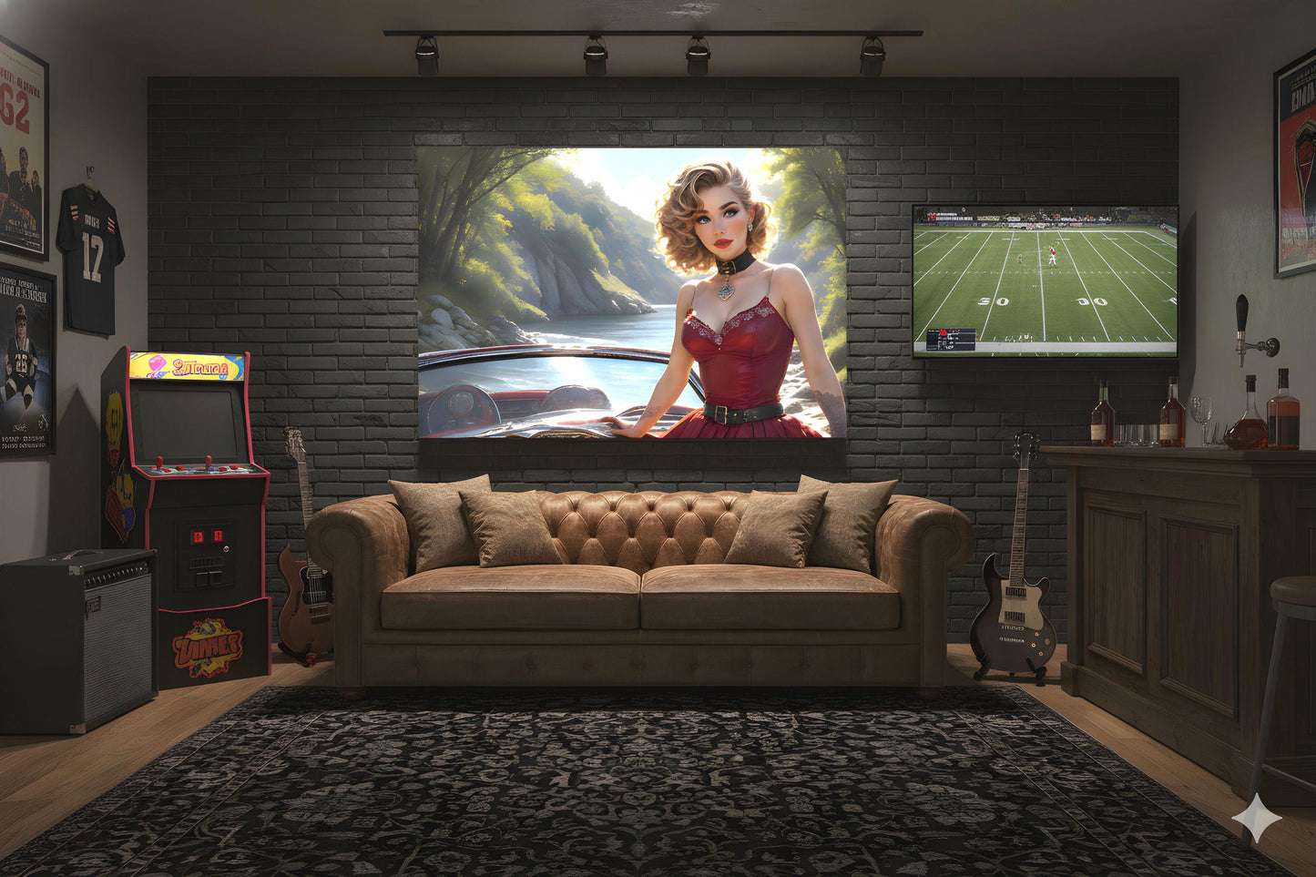 16K HD Retro Americana Poster Print: Mid Century Pin Up Illustration for Modern Home