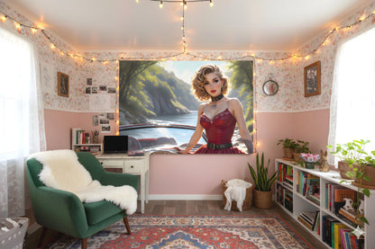 16K HD Retro Americana Poster Print: Mid Century Pin Up Illustration for Modern Home