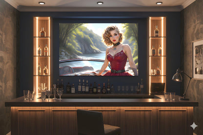 16K HD Retro Americana Poster Print: Mid Century Pin Up Illustration for Modern Home