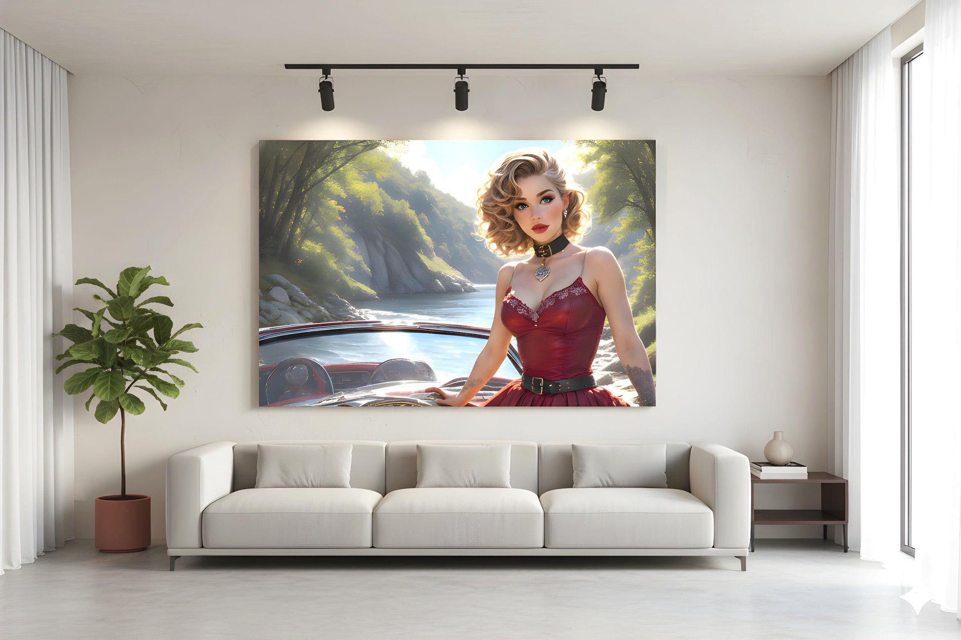 16K HD Retro Americana Poster Print: Mid Century Pin Up Illustration for Modern Home