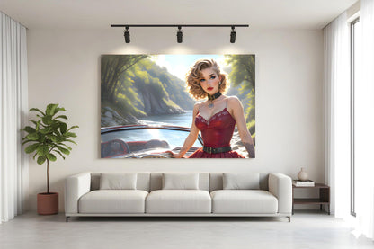 16K HD Retro Americana Poster Print: Mid Century Pin Up Illustration for Modern Home