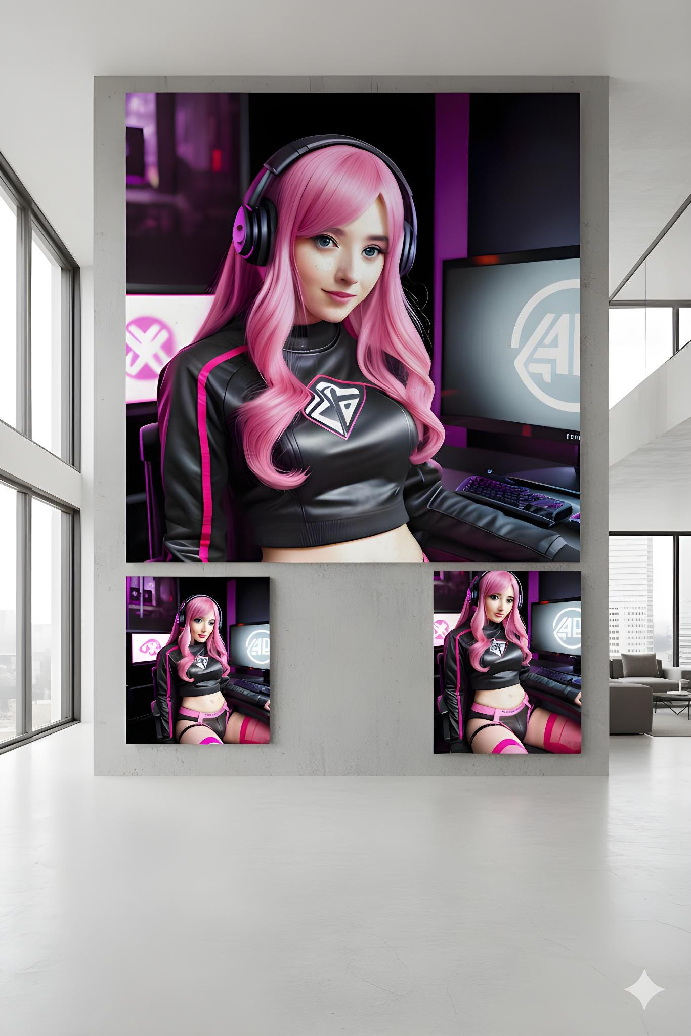 Pink Haired Streamer | E-Sports Focus | 16K Ultra HD Poster | Office Gamer Decor | Ideal Streamer Present | Free US Shipping!