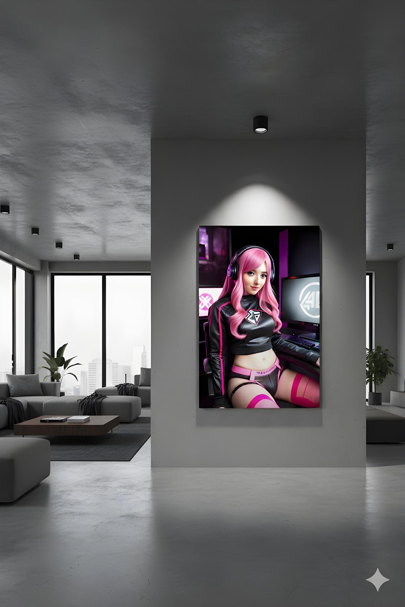 Pink Haired Streamer | E-Sports Focus | 16K Ultra HD Poster | Office Gamer Decor | Ideal Streamer Present | Free US Shipping!