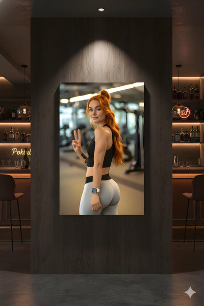 Exercise Room Decor | 16K HD Redhead Gym Fitness Model Poster Print | Personal Trainer | Fitness Studio Art | FREE SHIPPING!