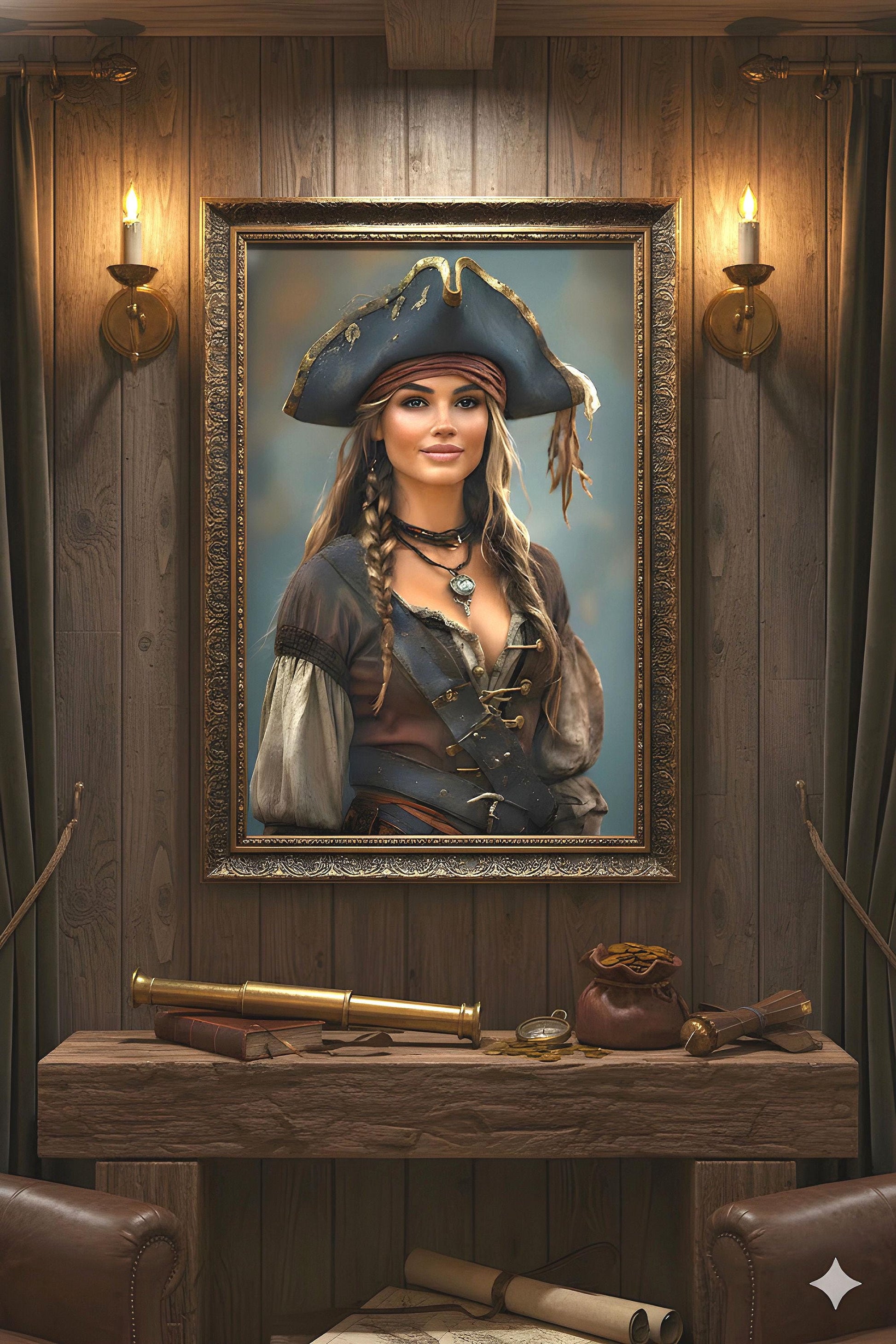Shiver the Season | 16K HD Sexy Female Pirate Poster Print | Statement Wall Art | Gift for Her | FREE SHIPPING!