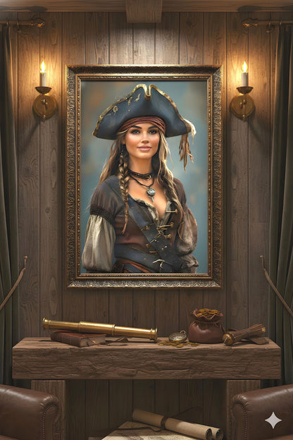 Shiver the Season | 16K HD Sexy Female Pirate Poster Print | Statement Wall Art | Gift for Her | FREE SHIPPING!