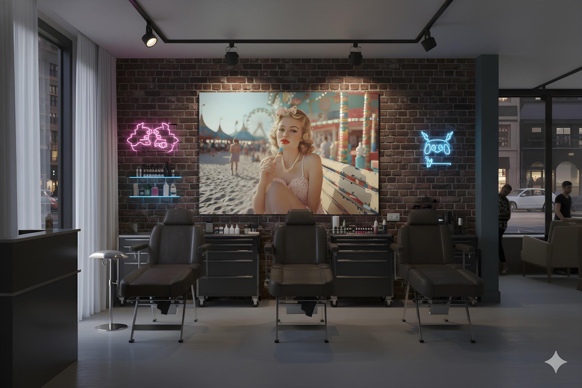 Boardwalk Beach Babe | Vintage Pinup Style Theme | 16K Ultra HD Rolled Poster | Retro Diner Wall Display | Sassy | Free US Shipping!