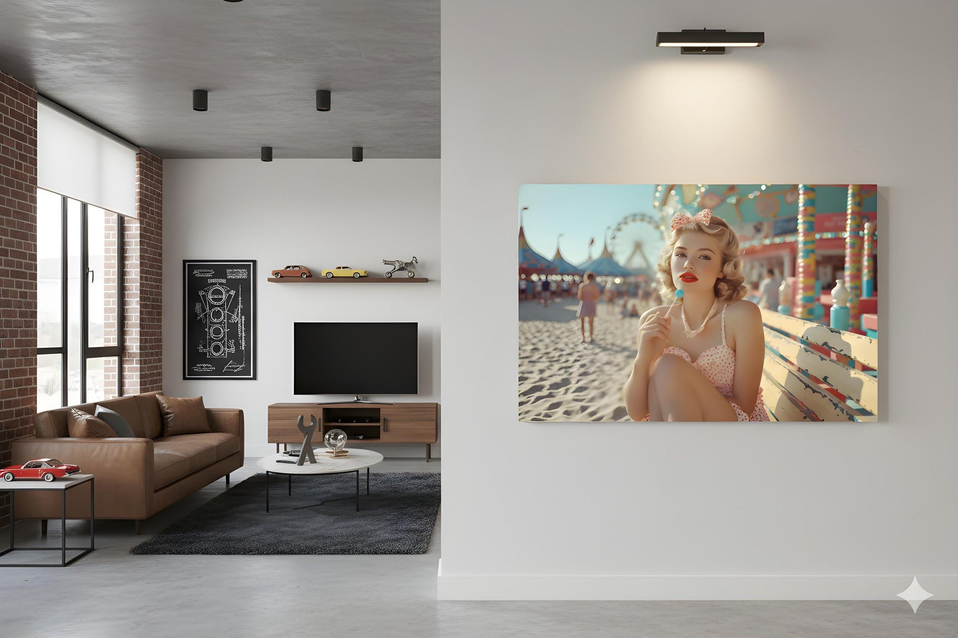 Boardwalk Beach Babe | Vintage Pinup Style Theme | 16K Ultra HD Rolled Poster | Retro Diner Wall Display | Sassy | Free US Shipping!