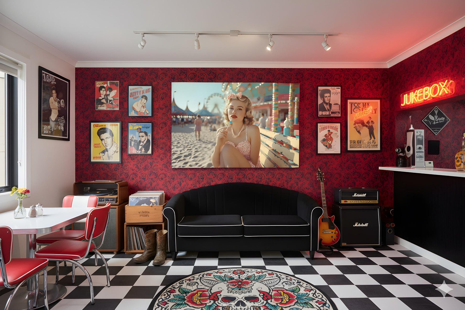 Boardwalk Beach Babe | Vintage Pinup Style Theme | 16K Ultra HD Rolled Poster | Retro Diner Wall Display | Sassy | Free US Shipping!