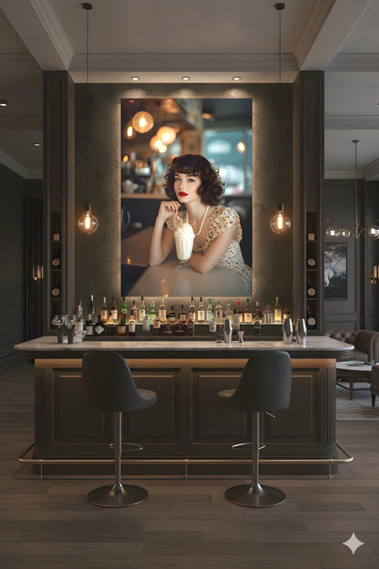 Milkshake Counter Pinup | Classic Retro Vibe Theme | 16K Ultra HD Rolled Poster | Nostalgic Kitchen Accent | Charm | Free US Shipping!