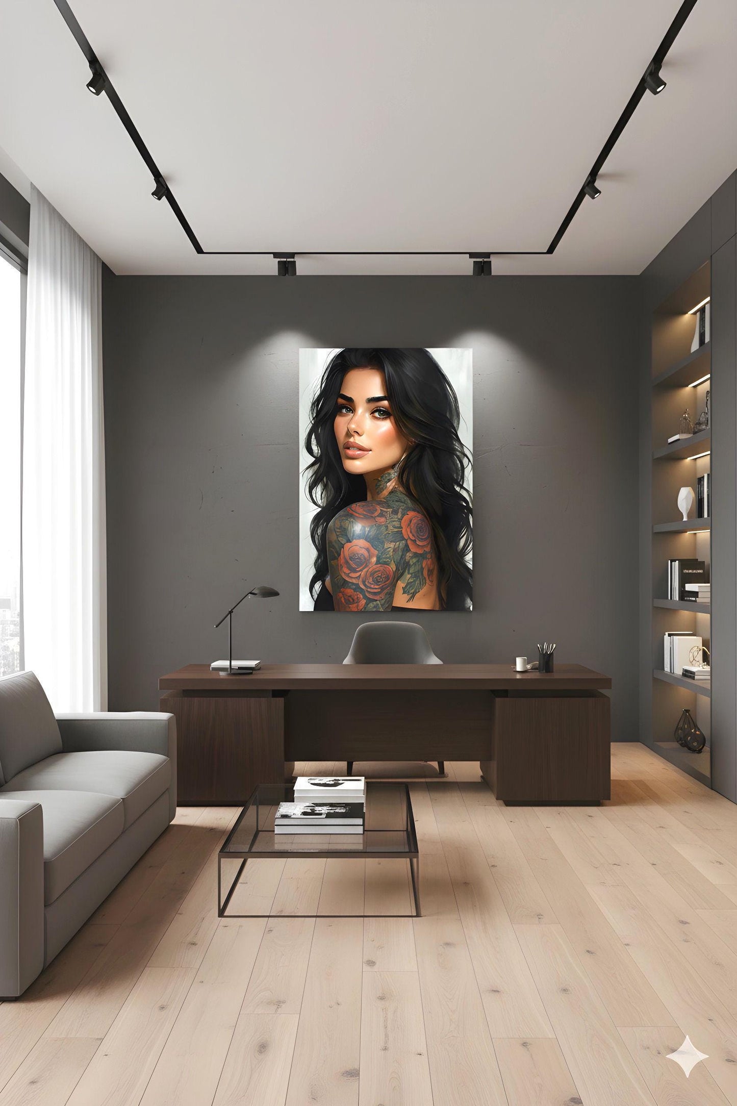 Alluring Pin Up Figure | Portrait Artistry Theme | 16K Ultra HD Rolled Poster | Alternative Room Accent | Allure