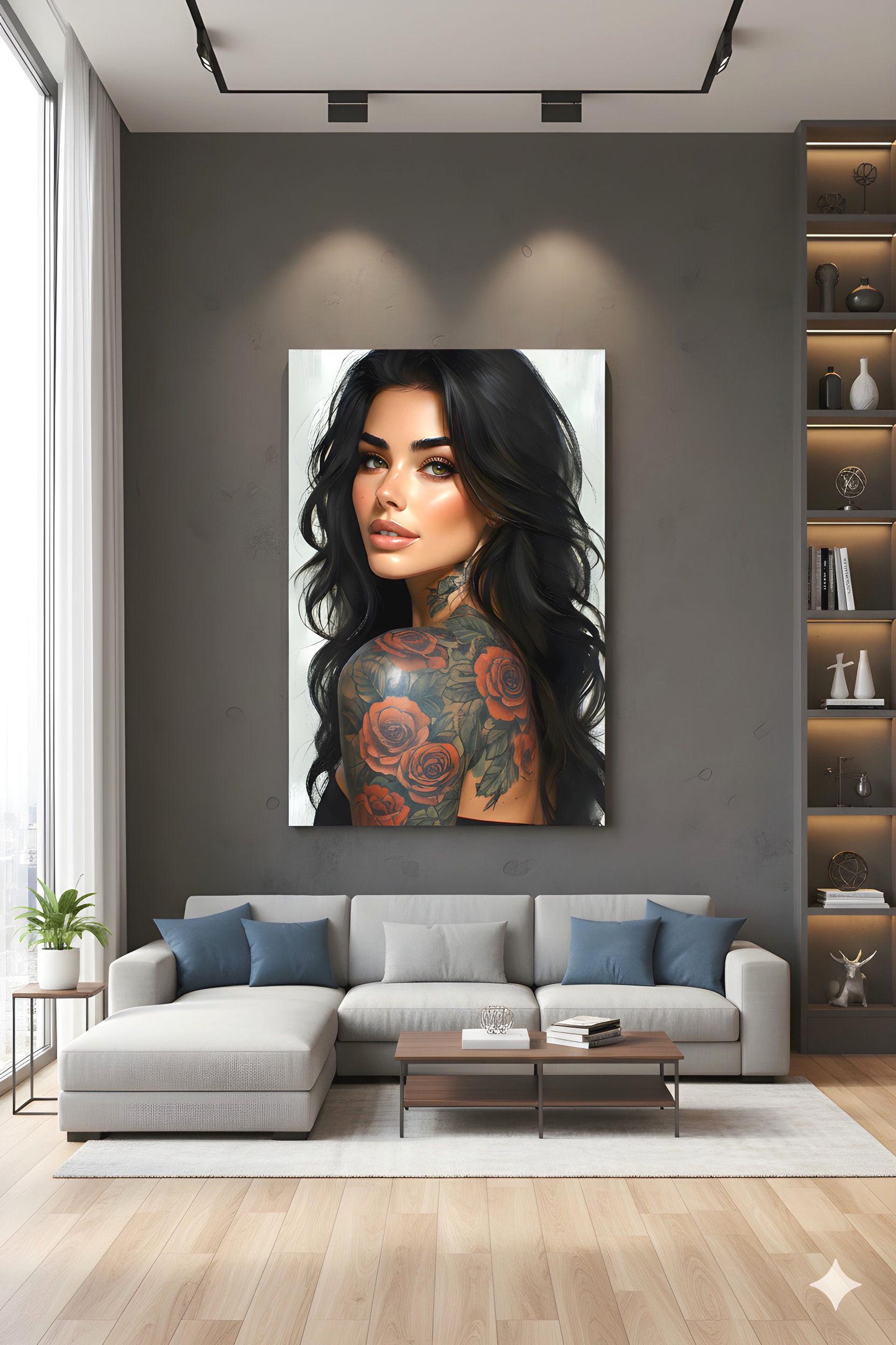Alluring Pin Up Figure | Portrait Artistry Theme | 16K Ultra HD Rolled Poster | Alternative Room Accent | Allure