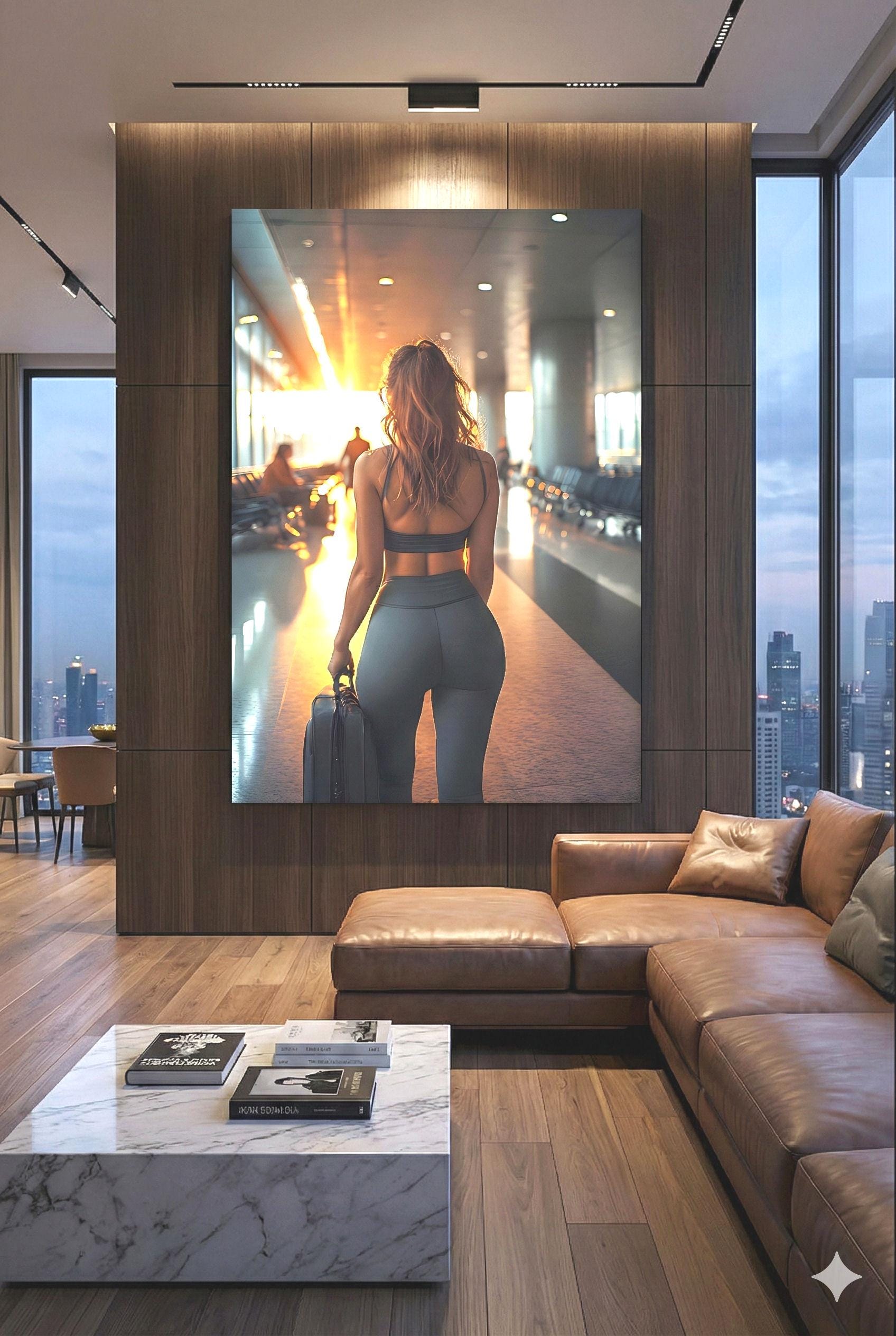 Figure In Terminal | Athletic Leisure Wear Theme | 16K Ultra HD Rolled Poster | Aspirational Space Accent | Goals | Free US Shipping!