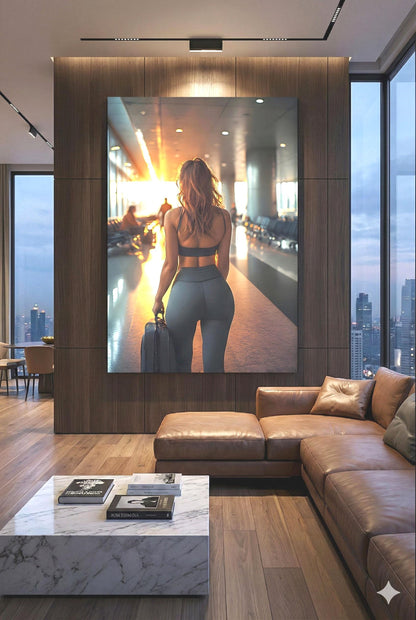 Figure In Terminal | Athletic Leisure Wear Theme | 16K Ultra HD Rolled Poster | Aspirational Space Accent | Goals | Free US Shipping!