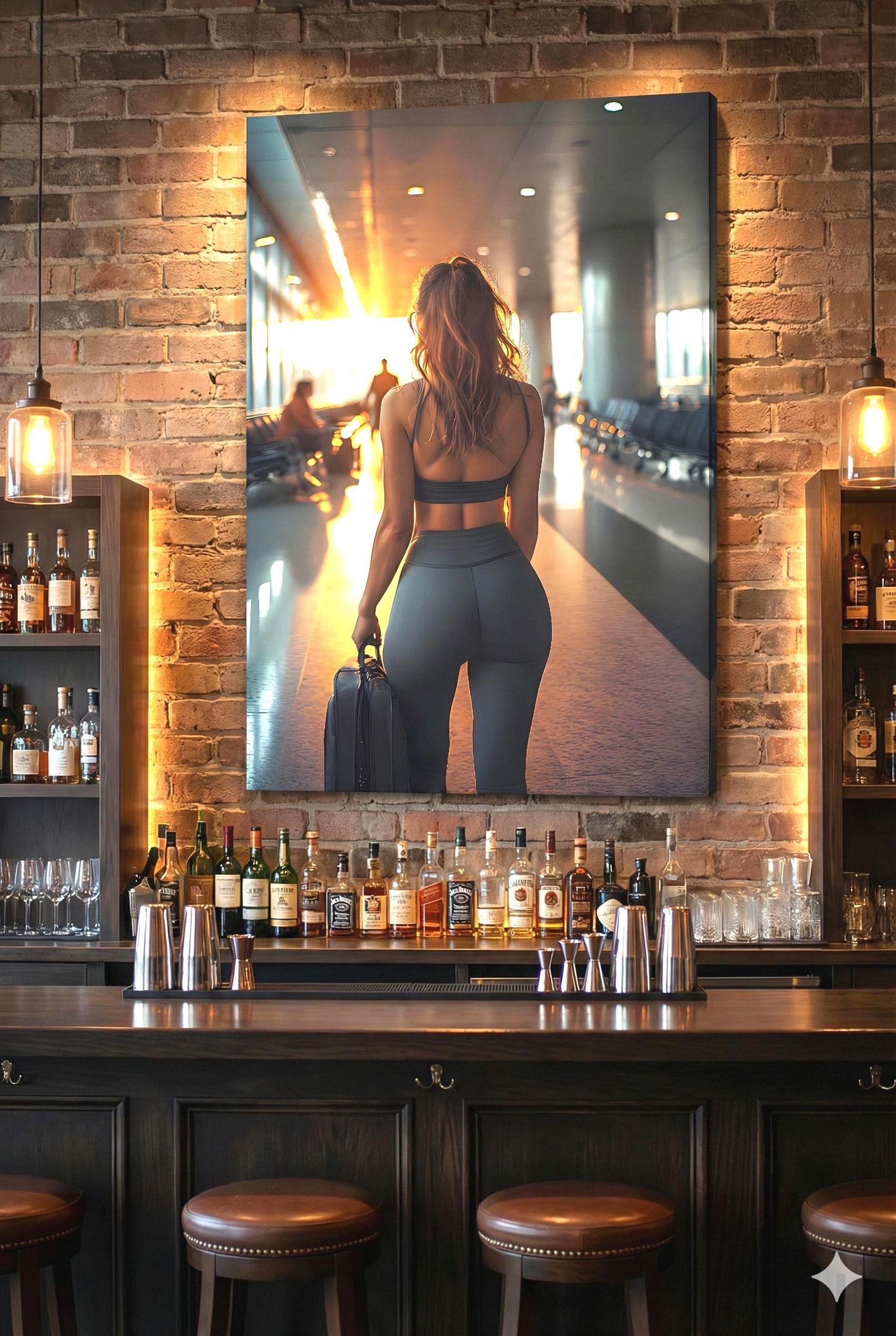 Figure In Terminal | Athletic Leisure Wear Theme | 16K Ultra HD Rolled Poster | Aspirational Space Accent | Goals | Free US Shipping!