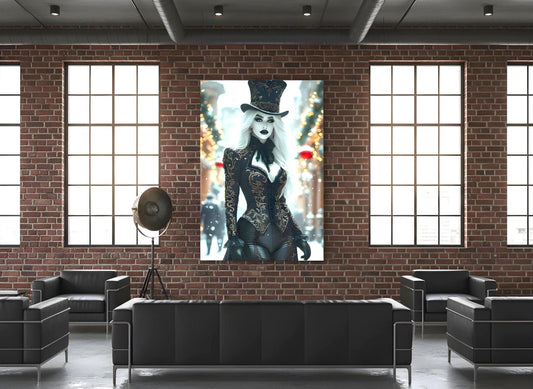 Victorian Pin Up | Festive Snowy Street Vibe Theme | 16K Ultra HD Rolled Poster | Hobby Room Accent | Style | Free US Shipping!