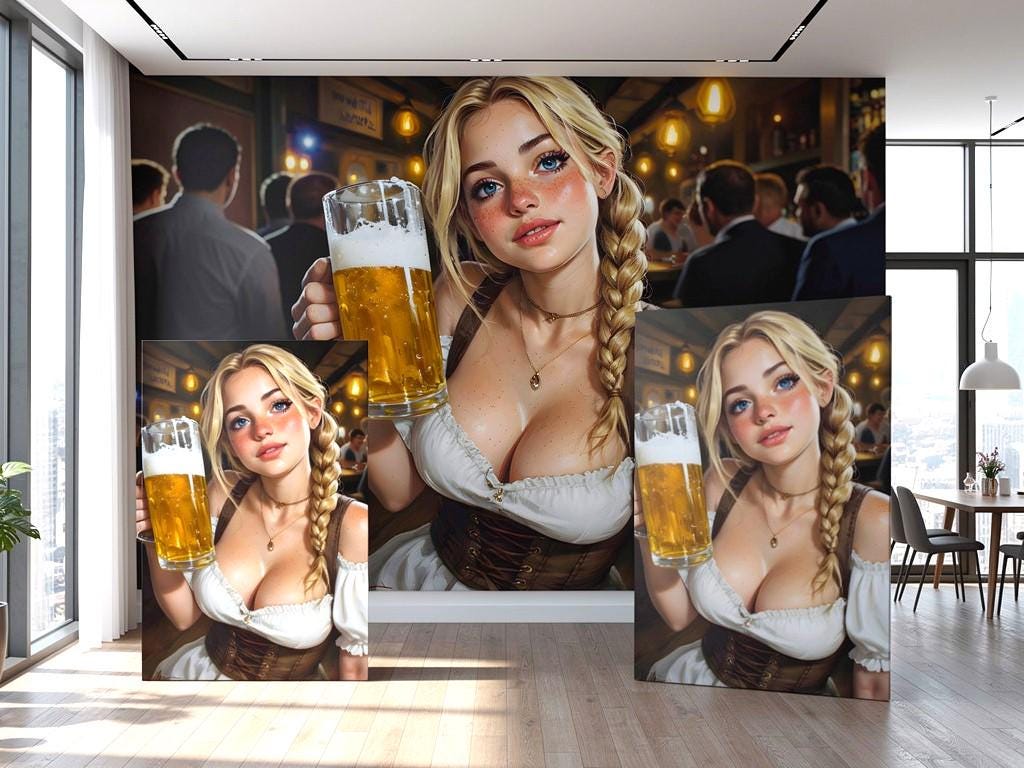 Oktoberfest Girl Print | 16K HD Bavarian Barmaid Poster