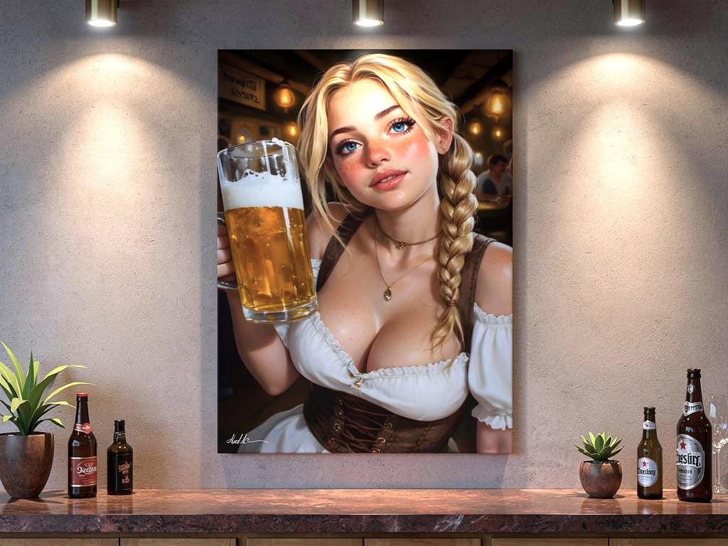 Oktoberfest Girl Print | 16K HD Bavarian Barmaid Poster