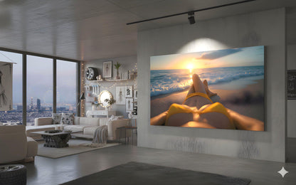 16K HD Yellow Bikini Retro Poster perfect for a Vibrant Ocean Inspired Gallery Wall or Den