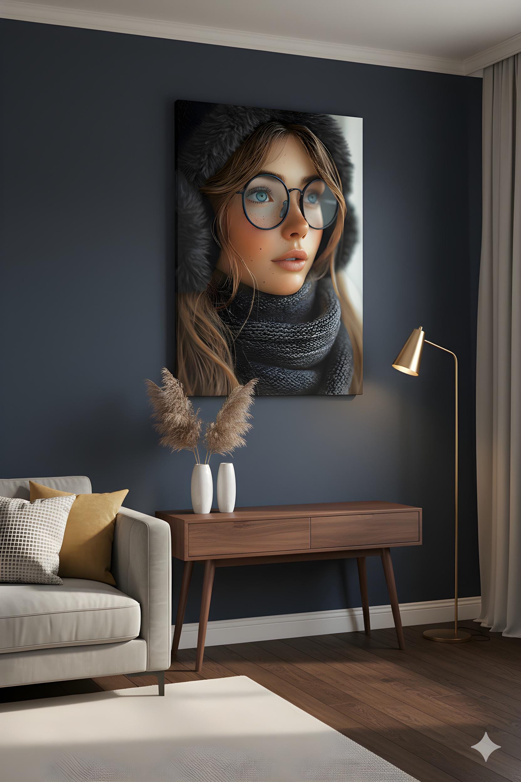 Fashionable Winter Pinup | Cold Weather Style | 16K Ultra HD Poster Print | Rustic Cottage Gift | Cozy Charm | Free US Shipping!