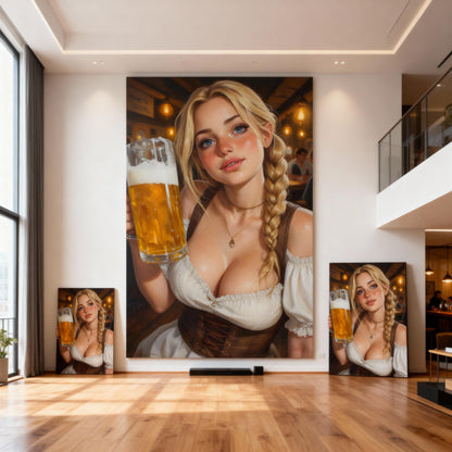 Oktoberfest Girl Print | 16K HD Bavarian Barmaid Poster