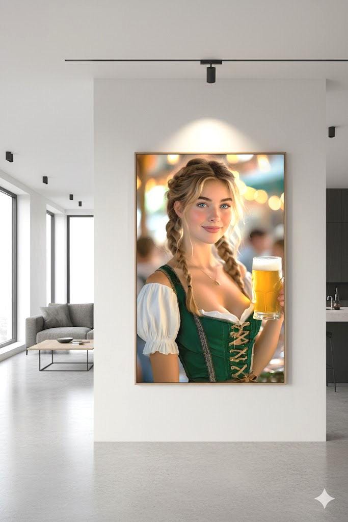 Husband Birthday | 16K HD Dirndl Pin Up Poster Print | Cozy Kitchen Decor | German Bar Decor | FREE SHIPPING!