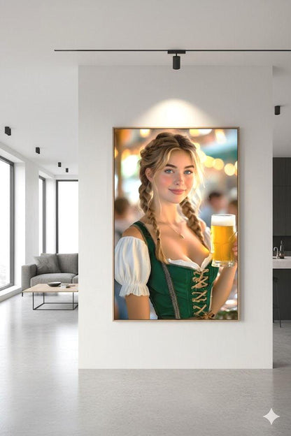 Husband Birthday | 16K HD Dirndl Pin Up Poster Print | Cozy Kitchen Decor | German Bar Decor | FREE SHIPPING!