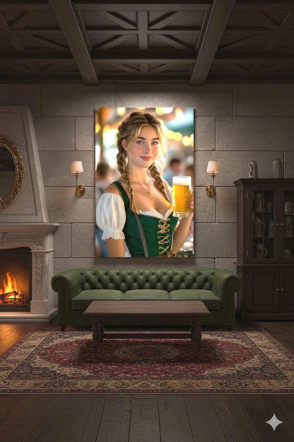 Husband Birthday | 16K HD Dirndl Pin Up Poster Print | Cozy Kitchen Decor | German Bar Decor | FREE SHIPPING!