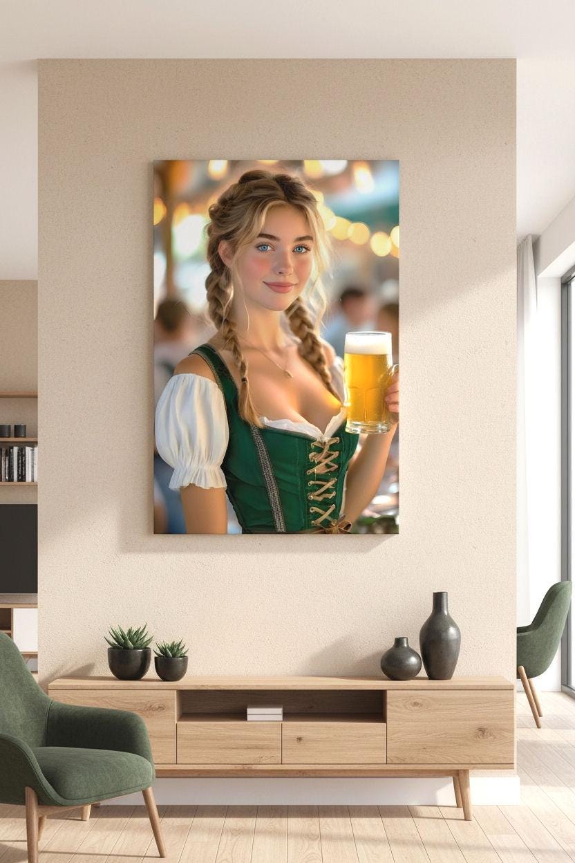 Husband Birthday | 16K HD Dirndl Pin Up Poster Print | Cozy Kitchen Decor | German Bar Decor | FREE SHIPPING!