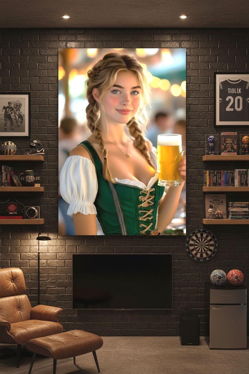Husband Birthday | 16K HD Dirndl Pin Up Poster Print | Cozy Kitchen Decor | German Bar Decor | FREE SHIPPING!