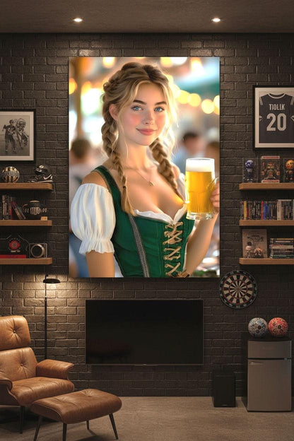 Husband Birthday | 16K HD Dirndl Pin Up Poster Print | Cozy Kitchen Decor | German Bar Decor | FREE SHIPPING!