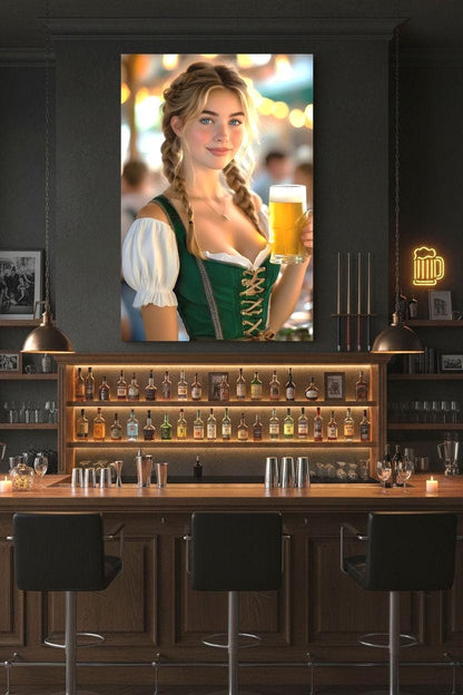 Husband Birthday | 16K HD Dirndl Pin Up Poster Print | Cozy Kitchen Decor | German Bar Decor | FREE SHIPPING!