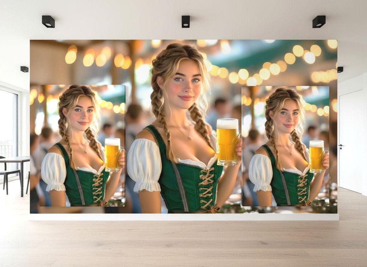 Husband Birthday | 16K HD Dirndl Pin Up Poster Print | Cozy Kitchen Decor | German Bar Decor | FREE SHIPPING!