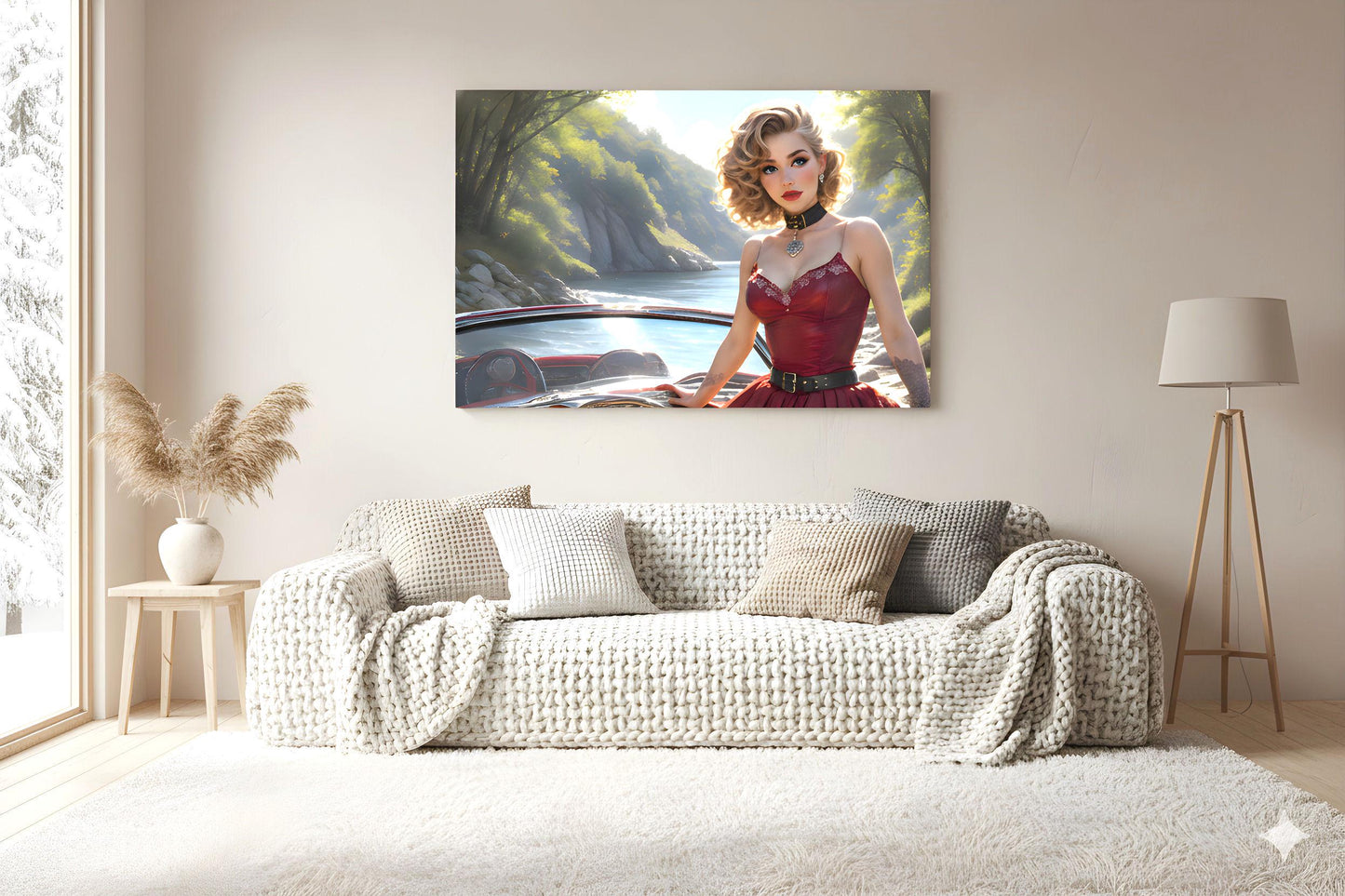 16K HD Retro Americana Poster Print: Mid Century Pin Up Illustration for Modern Home