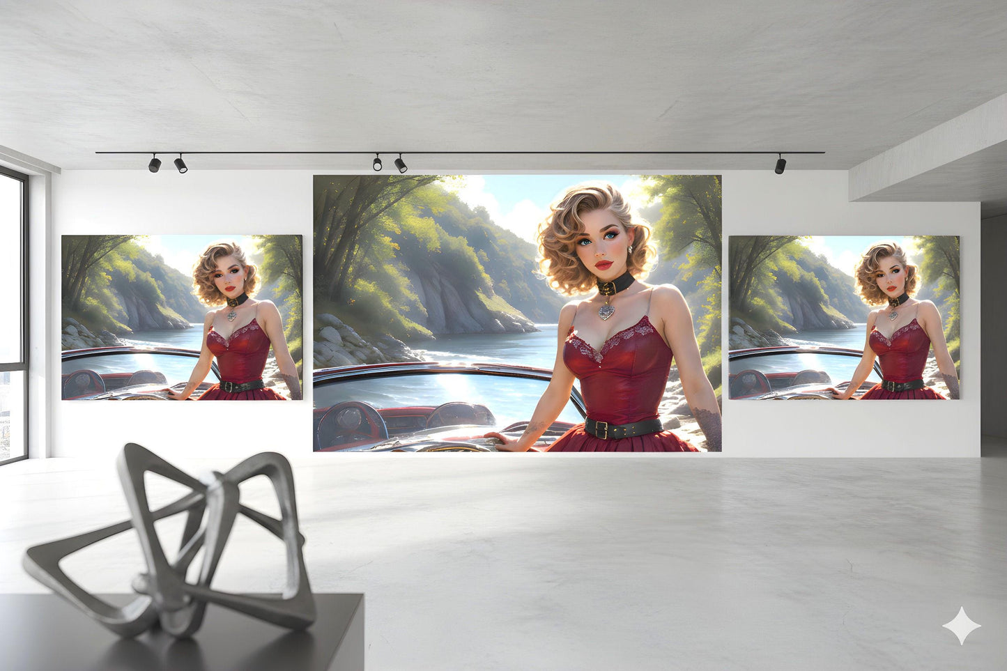 16K HD Retro Americana Poster Print: Mid Century Pin Up Illustration for Modern Home