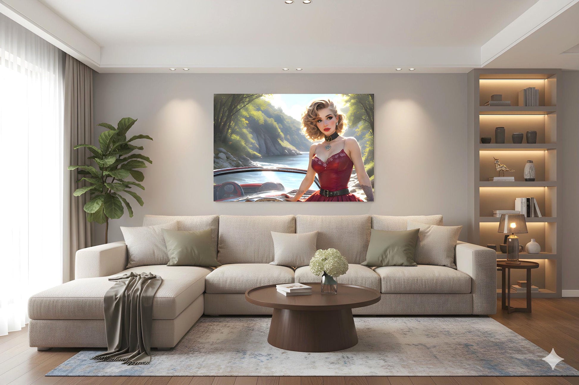 16K HD Retro Americana Poster Print: Mid Century Pin Up Illustration for Modern Home