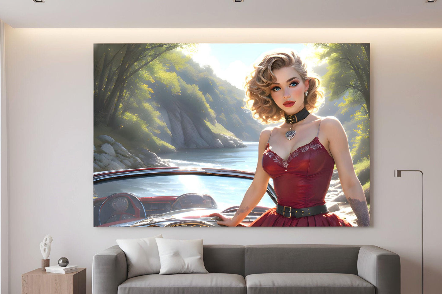 16K HD Retro Americana Poster Print: Mid Century Pin Up Illustration for Modern Home