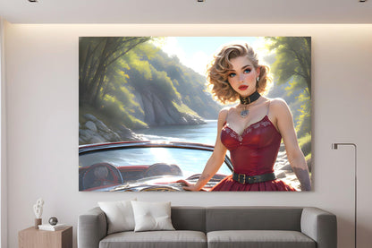 16K HD Retro Americana Poster Print: Mid Century Pin Up Illustration for Modern Home