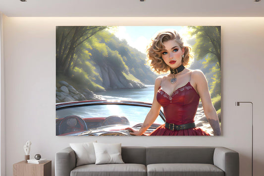 16K HD Retro Americana Poster Print: Mid Century Pin Up Illustration for Modern Home