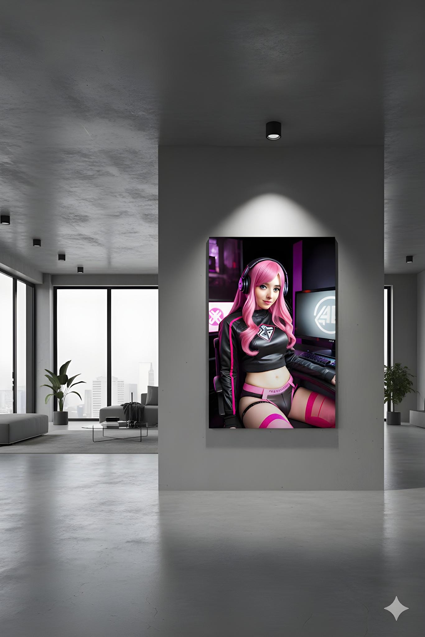 Pink Haired Streamer | E-Sports Focus | 16K Ultra HD Poster | Office Gamer Decor | Ideal Streamer Present | Free US Shipping!